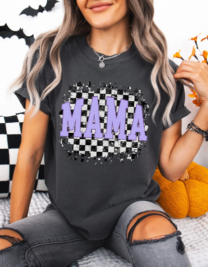 Checkered mama tee