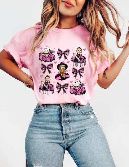 Pink Halloween coquette graphic tee