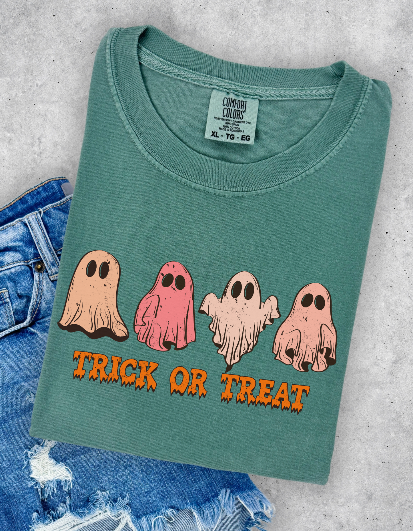 Ghost trick or treat graphic tee