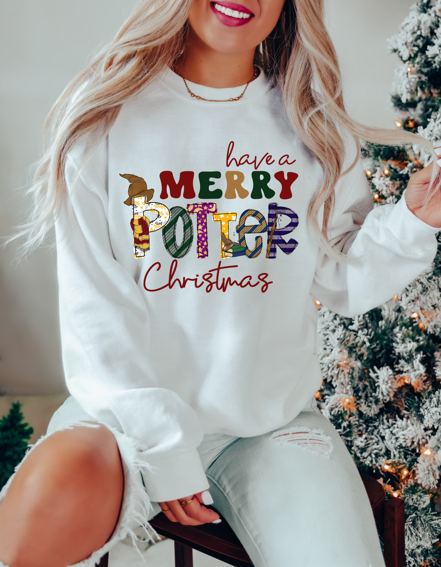 Merry HP Christmas crewneck sweater