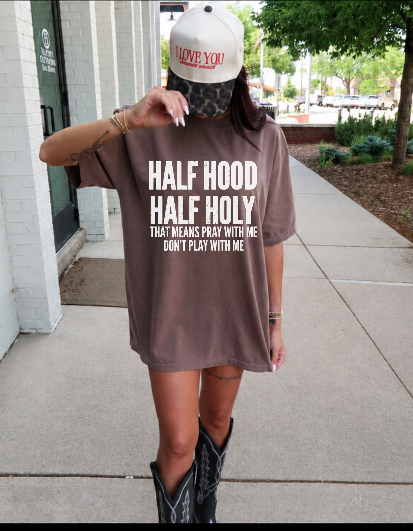Half Hood Half Holy Graphic Tee