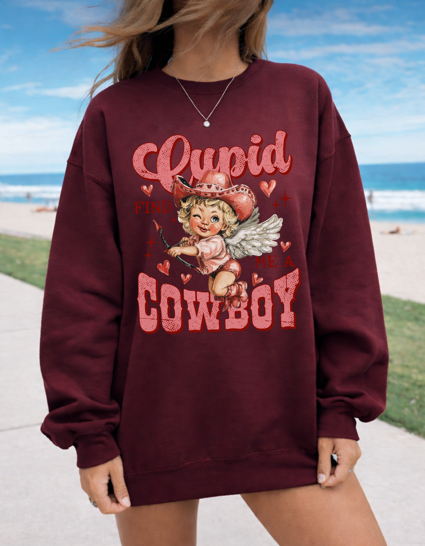 Cupid Cowboy Crewneck Sweater