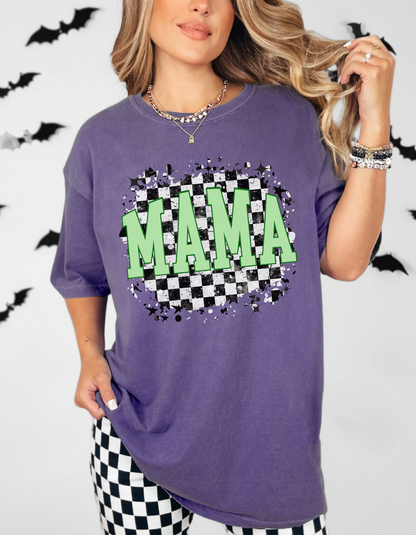 Checkered mama tee
