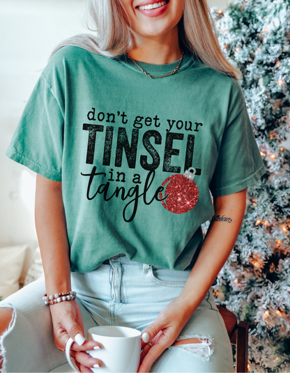 Tinsel in a tangle tee
