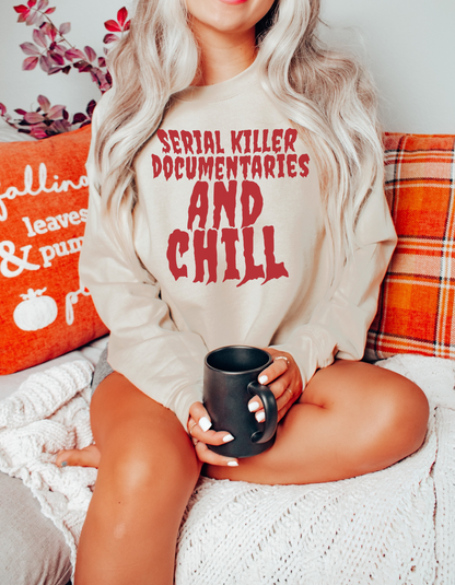 Serial killer documentaries and chill crewneck