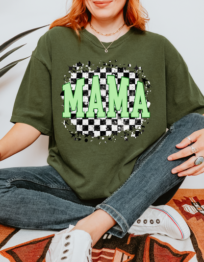 Checkered mama tee