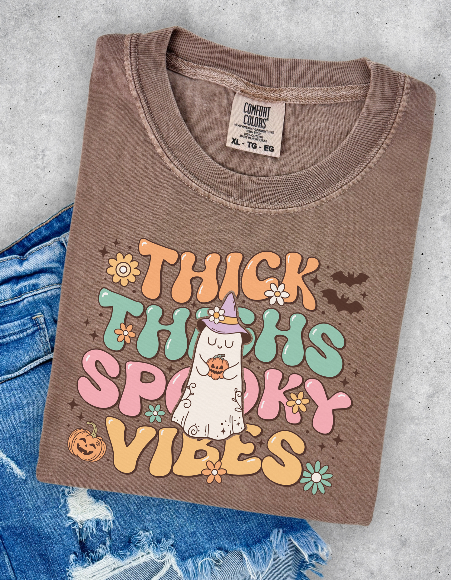 Thick thighs spooky vibes tee