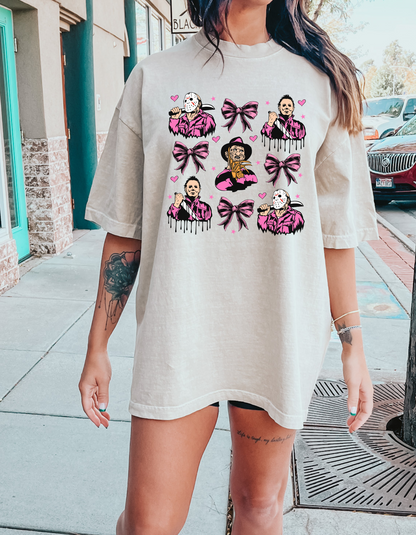 Pink Halloween coquette graphic tee