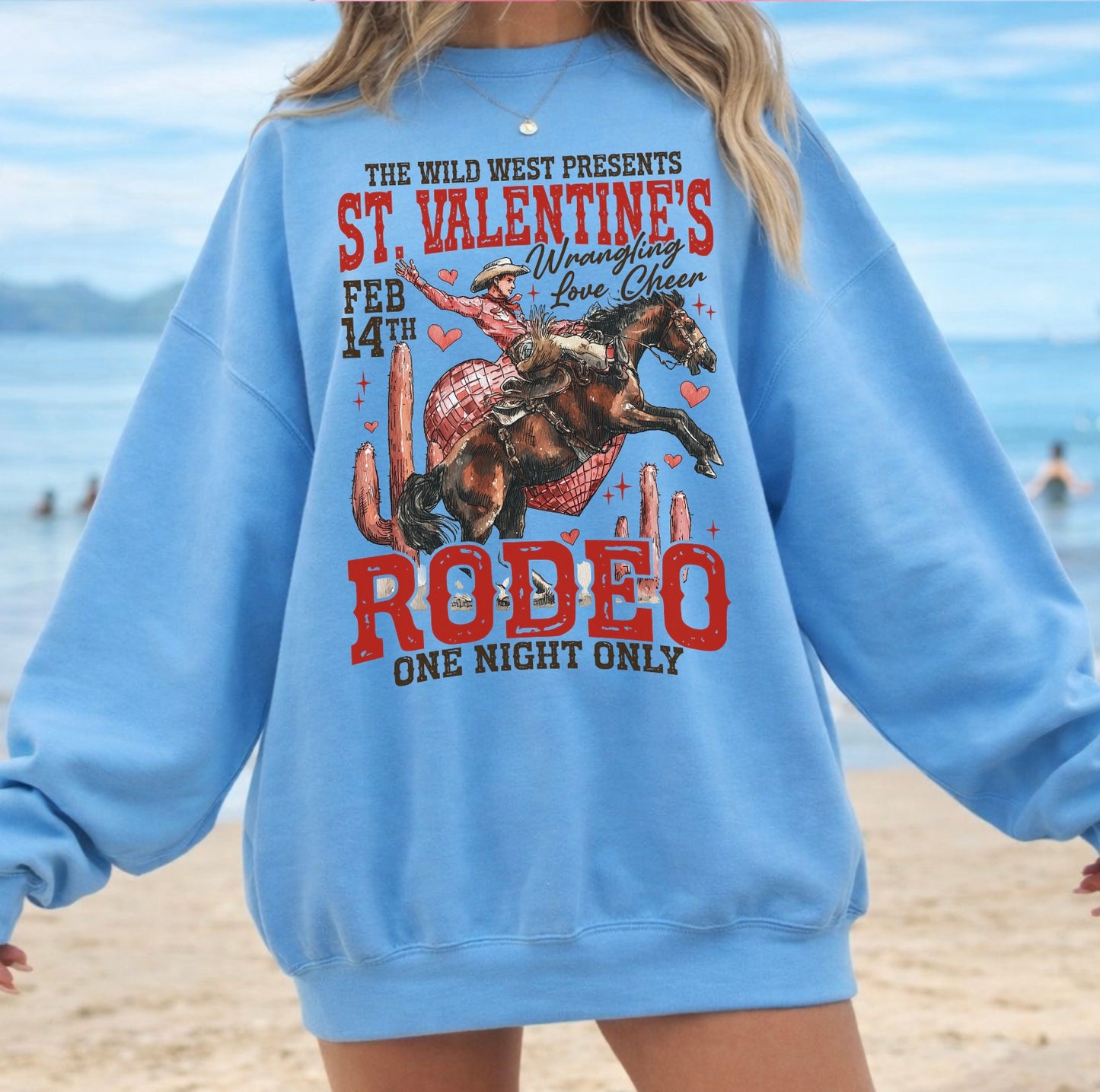 St. valentines Rodeo Crewneck Sweater