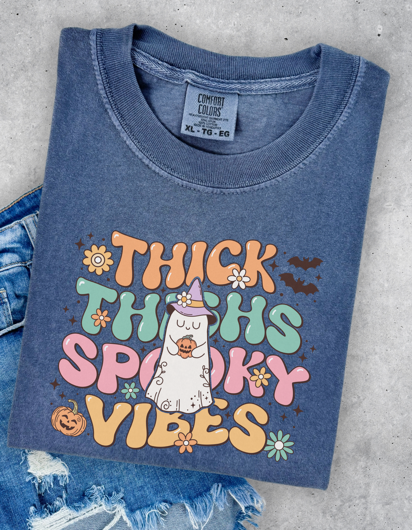 Thick thighs spooky vibes tee
