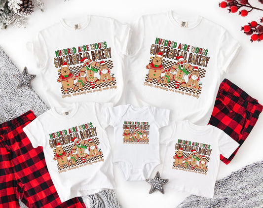 Family Christmas Hundred Acre Wood Gingerbread Bakery Tees
