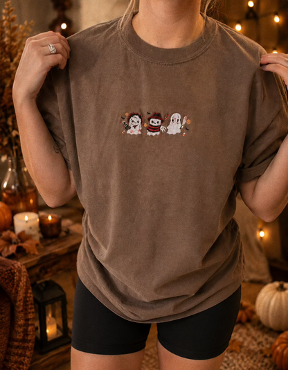 Halloween Horror Ghosties Embroidered tee