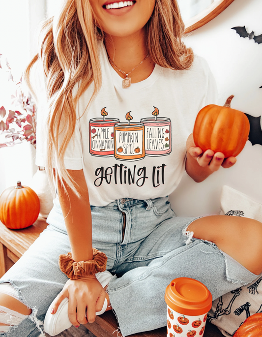 Getting lit fall candle